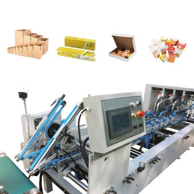 China Automatic Two Piece Food Folder Gluer Pitch Lunch Cardboard Box Making Machine for sale