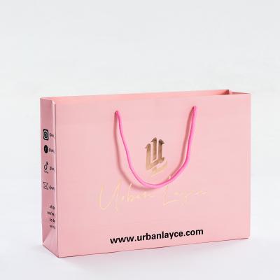 China High Quality And Eco - Friendly Recyclable Custom Shopping Exquisite Paper Hand Bag Pink for sale