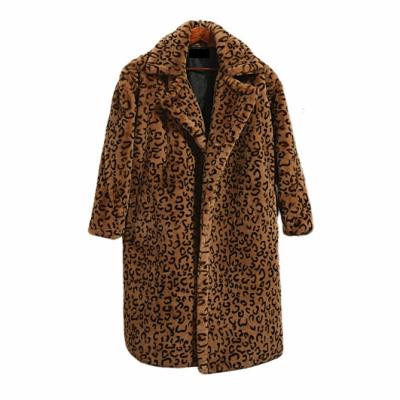 China Sustainable FF034 Women Fashion Trend High End Faux Fur Leopard Print Coat for sale