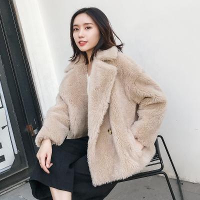 China Anti-wrinkle Casual Style Wool Teddy Bear Fur Coat Women Winter Short Fur Jacket YRM007 for sale