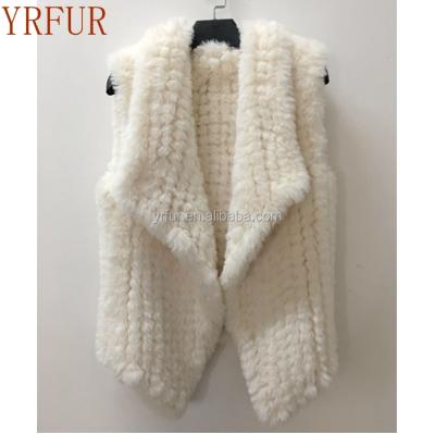 China FF827 Winter Breathable Soft Touch Women's Faux Fur High Quality Hand Knitted Vest for sale