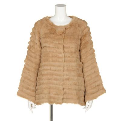 China Breathable YR270 Fashion One Shape Strip Real Rabbit Fur Coat For Women Brand Genuine Fur Jacket Coat for sale