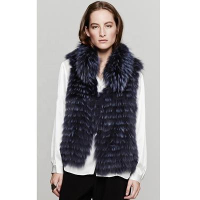 China YR882 New Fashion Real Fur Vest Women Raccoon Fur Vest Breathable With Fur Collar for sale