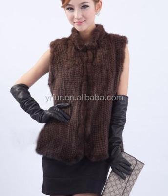 China Breathable YR691 Ladies Fashion Real Style Best Luxury Quality Mink Knit Fur Vests for sale