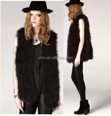 China YR114 New Fashion Breathable Real Turkey Feather Fur Vest Women Fluffy Bridal Fur Vest Custom Backing for sale