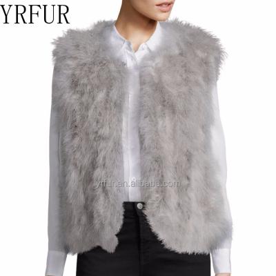 China YR375 Breathable Real Cheap Price Style Basic Lots Of Colors Turkey Fluffy Vest Feather Vest for sale