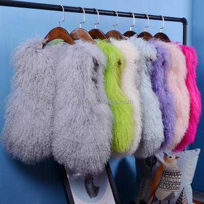 China YR090 Hot Sale Tibet Lamb Fur Vest Girls Mongolia Fur Colorful Real Breathable Vest for sale