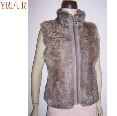 China YR738B Breathable New Fashion Women Real Rabbit Fur And Sheep Leather Vest High Quality for sale