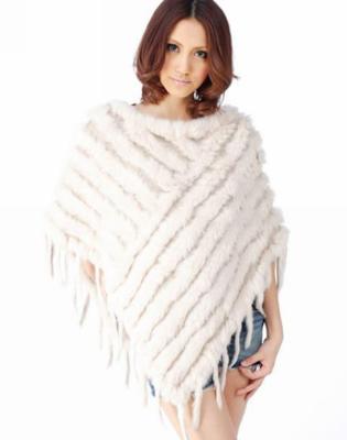 China YR099 triangle chat knitted rabbit fur poncho for sale/real cheap knit rabbit fur shawl women one size for sale