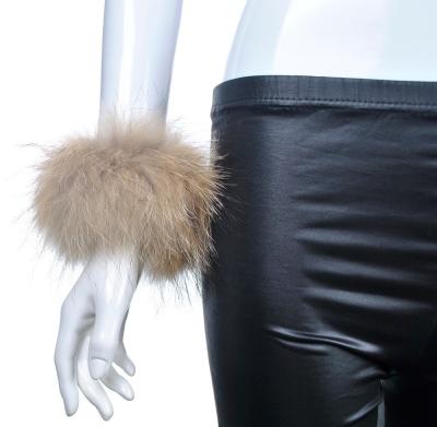 China YR619B Women Winter Cute Basic Piece Genuine Raccoon Fur Trim Slaps Real Fur Cuff Sleeve For Parka for sale