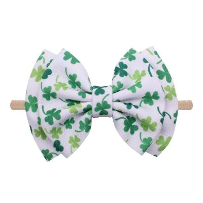 China St. Patricks Day Bright Colors St. Angel Headbands. Patrick's Day boutique style hair bow shamrock ribbon headbands for sale