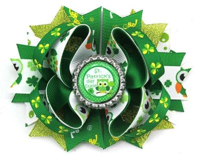 China Bright colors newestSt Patricks Day Arc Angel St. Patrick's Day boutique style hair bow shamrock ribbon bows for sale