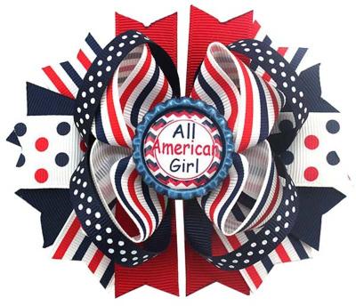 China Bright All Colors NO101-NO120 American Girl Hair Bows Red Blue Rhinestones Hair Bows Cap 4th of July Hair Accessories for sale