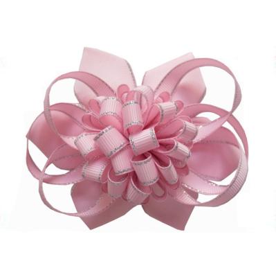 China New Style 4.5inch Bright Ribbon Lotus Bow Clip Baby Girls Hair Accessories Disordered Colors Hair Bows for sale