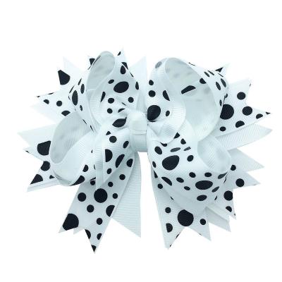 China Bright Colors Polka Dot Grosgrain Ribbon Bows 5.5 Inch Clips With Clip Boutique Kids Girls Bow Tie Printed Hair Accessories for sale