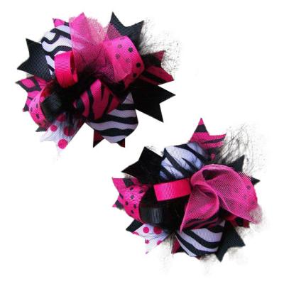 China Bright Colors Babies Hair Bows Set Mini Funky Fun Over Top Bows Print Sliver Feather Hair Bows for sale