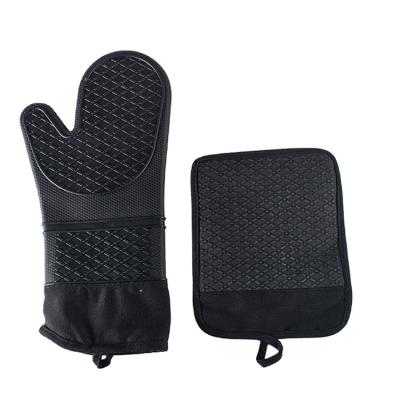 China High Quality Heat Resistant Gloves Clean Easy Oven Grill Pot Holder Kitchen 1 Pair BBQ Silicone Cooking Gloves for sale