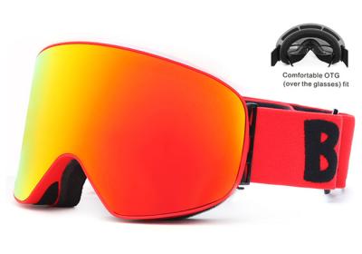 China Red Color Ski Goggles High Clear Vision Dual Layer Polycarbonate Lens Material for sale