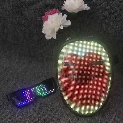 China ABS+PVC+Silicone ABS+PVC+Silicone Wrinkled Induction Face Image Changes Blue Tooth APP Mask RGB Programmable LED Shield For Ghost Clown Halloween Decoration Party for sale