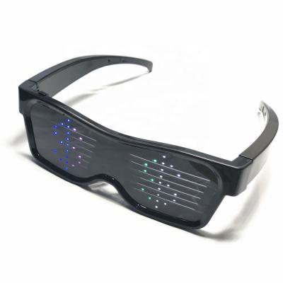 China Multi-Language Programmable ABS Factory Tooth Delirium Direct Blue Magic Flash LED Party Glasses Texts Animation Light Up Glasses for sale