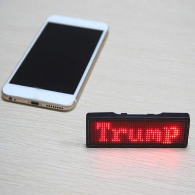 China Within 15m Within 15m Mini Tooth 2021Blue LED Digital LED Display Badge Message LED Display Party Event Expo 12*48 Pixels Programmable Scrolling Sign for sale