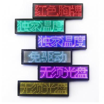 China Within 15m Within 15m Mini Tooth 2021Blue LED Digital LED Display Badge Message LED Display Party Event Expo 12*48 Pixels Programmable Scrolling Sign for sale