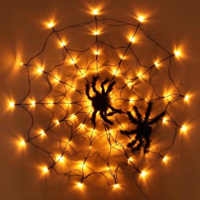 China Hot Selling Halloween LED Ghost Festival Indoor Decoration 2021 Indoor Festival Decoration Amazon LED Spider Web Lamp Hanging Remote Control Festival Props Net LED Spider Light for sale