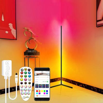 China New APP Remote Control Corner Floor Lamp Modern Smart Home RGB Color Changing Foldable Tripod Corner Night Light for sale