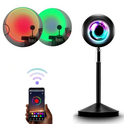 China Modern RGB Lights App Control Sunset Projection Lamp Remote Colorful Standing Sun Table Decor Modern Home Lamp for sale