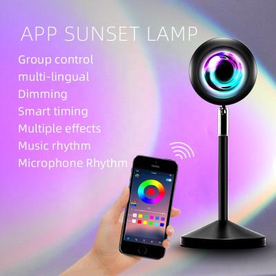 China NewDesign Modern Modern APP Sound Control LED Floor Photography Table Sunset Projection Lamp Rainbow Ready Working Aluminum Indoor Lamp for sale