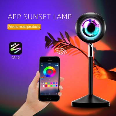 China Modern Modern USB Rainbow App Control 180 Degree Rotation Sunset Projector Night Light Home Decor LED Remote Sunset Lamp for Photography for sale