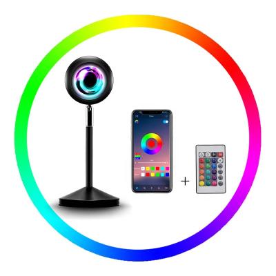 China New Modern APP LED Sunset Rainbow Projection Floor Lamp Atmosphere Smart Colorful Office Lights Lighting Home Indoor Decor Sunset Lamp for sale