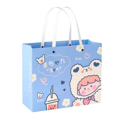 China So cute repurposed materials gift shopping bag logo printing boutique present document bag cartoon paper custom design lovely for sale