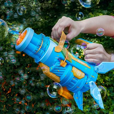 China Plastic Outdoor Pipe Hot Wholesale Electric Musical Light Gun XST Manual Gatling Shooter For Kid Bubble Toy for sale