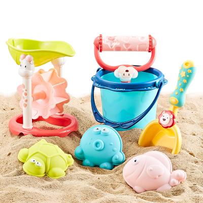 China Sand Beach Game Set Original XST Silicone Seaside Kids Sand Children 7Pcs Set Eco-Friendly Beach Toys for sale