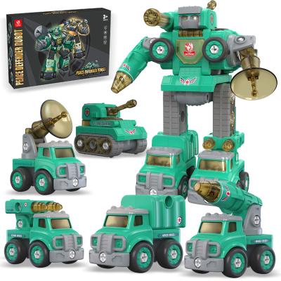 China TOY Take Apart Toys DIY MODEL 5 in 1 Military Peacekeeper, Special Vehicles Rebuild into Robot, STEM Disassemble Mecha Gift for Kids for sale