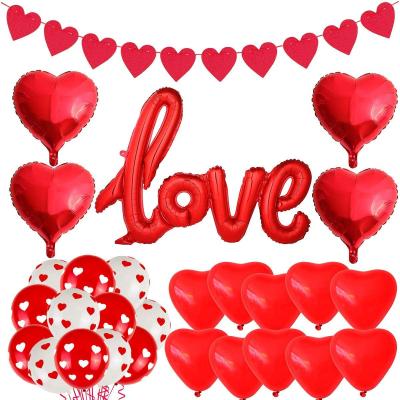 China Wedding Valentine's Day Party Decoration Love Heart Shape Valentine's Day Wedding Birthday Party Decoration Foil Latex Balloon Kit for sale