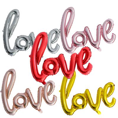 China Wedding Cursive Valentine's Day Party Wedding Valentine's Day Decoration 106*65cm Love Foil Balloon Love Shape for sale