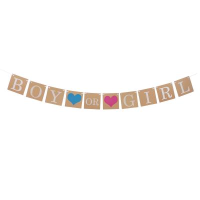 China Baby Gender Reveal Party Decoration Gender Reveal Game Party Decoration Banner Boy Or Girl Hanging Banner With Ribbon For Baby Shower Gender Reveal Party Decoration for sale