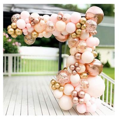 China Pastel Gold 4D Metal Macaron Wedding Party Decoration 18 inch Foil Wedding Rose Balloon Garland Arch Kit Decoration for sale