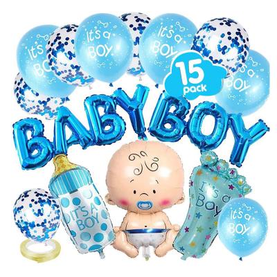 China Gender Reveal Party Decoration Baby Shower Party Gender Reveal Balloon Set Baby Boy Girl Aluminum Latex Baby Bottle Confetti Balloons Kit For Party Decoration for sale