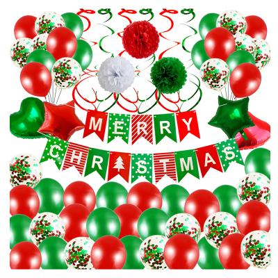 China Christmas Party Decoration Merry Christmas Banner Ribbon Foil Star Heart Confetti Curly Latex Balloon Set for Christmas Party Decoration Balloon Kit for sale