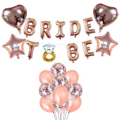 China Bride To Be Party Decoration Bridal Shower Party Decoration Star Heart Confetti Latex Balloon Bridal Bride To Be Foil Balloon Set for sale