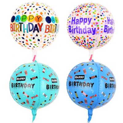 China Happy Birthday Party Decoration Birthday Party Decoration Supplies 22 Inch Happy Birthday Mylar Foil 4D Round Balloon for sale