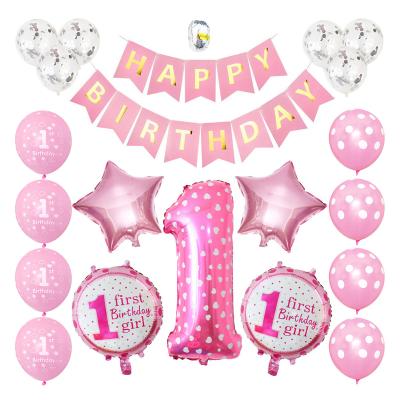 China 1st Birthday Party Backdrop Balloon Kit Happy Birthday Party Decoration Balloon Set For Baby 1st Birthday Party Banner Balloon Kit Backdrop Decor Props Supplies for sale