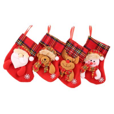 China Red Christmas Tree Decoration Gift Candy Bag Christmas Socks Shapes Gift Candy Bag Christmas Tree Decoration For Santa Elks Snowman Embroidered Christmas Candy Bag gift storage for sale