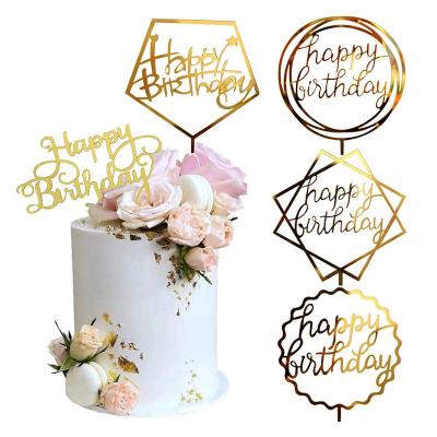 China Hot Instagram Design Happy Birthday Party Cake Decoration Amazon Shinny Glitter Cake Topper Acrylic Gold Round Customs Cake Topper for sale