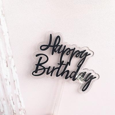 China Instagram Happy Birthday Party Cake Decoration Macaron Candy Color Double Layer Soft Transparent Cake Topper Acrylic for sale