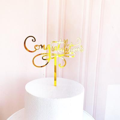 China Instagram Themed Graduation Party Cake Decorating Props Sprinkles Matte And Glitter Gold Color Congratulation Cake Topper Acrylic for sale