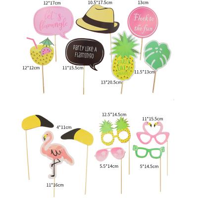 China Luau Aloha Tropical Fruit Theme Summer Holiday Party Pineapple Lips Hawaiian Glasses Pattern Photo Booth Paper Props for sale